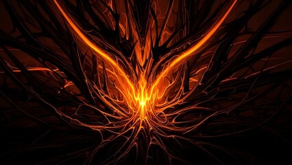 Abstract fiery creature illustration creating dramatic fantasy power concept background