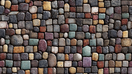 Colorful seamless pattern of stones and pebbles on a surface