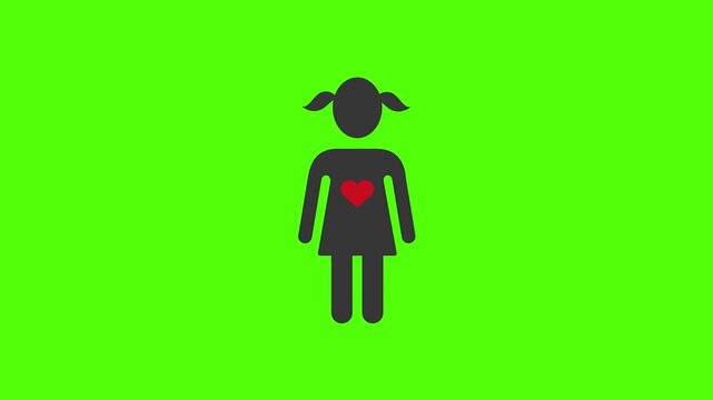 Girl Figure Icon Animation for Child Awareness Symbol