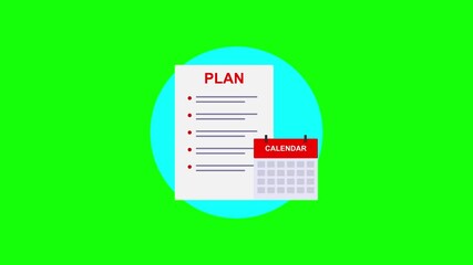 Strategic Planning Document: A visual representation of a meticulously crafted business plan, complete with a calendar to mark key milestones and deadlines, set against a vibrant green backdrop.
