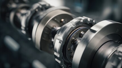 Fototapeta premium crankshaft and bearings inside engine, low stress operation concept, smooth rotation, precision machining, macro realism, calm engineering
