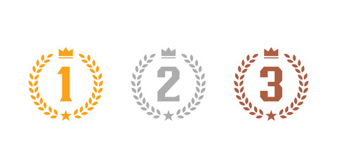 1st 2nd 3rd Place Award Badges Set. Top Three Award Badges Icons