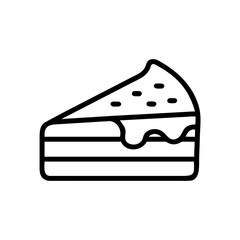 Cake slice line icon, black outline dessert and bakery food symbol isolated on transparent background