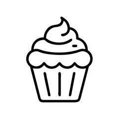Cupcake line icon, black outline dessert and sweet food symbol isolated on transparent background