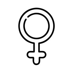 Female gender symbol line icon, black outline women sign isolated on transparent background