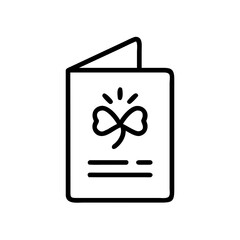 Greeting card line icon, black outline congratulations card symbol isolated on transparent background