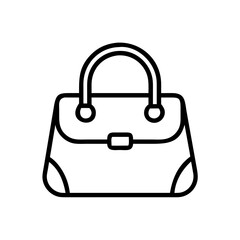 Handbag line icon, black outline women fashion bag symbol isolated on transparent background