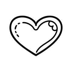 Heart line icon, black outline love and care symbol isolated on transparent background