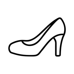 High heel shoe line icon, black outline women footwear symbol isolated on transparent background
