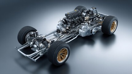 minimalist naturally aspirated engine layout, no turbo, no excessive electronics, pure mechanical design, engineering clarity, studio lighting