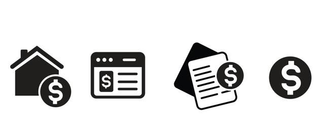 Finance Money Icon Set House Credit Card Payment Business Vector Illustration
