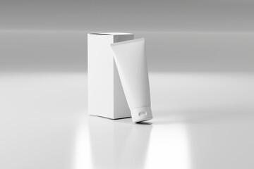 White Cosmetic Tube and Box Mockup for Skincare Packaging Branding