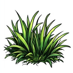 Fototapeta premium Lush green grass tuft, vector illustration, stylized, natural, vibrant, fresh.