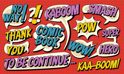Cartoon comic pop art collection text expression