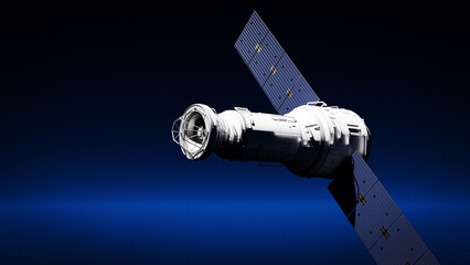 Satellite Orbiting Earth Planet Space Communication Technology. 3d rendering