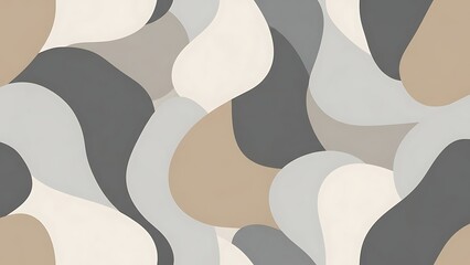 Organic Abstract Blobs Seamless Pattern in Neutral Beige Grey and Off-White Tones © P-Y-L  Art