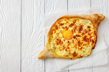 Adjarian Khachapuri with egg yolk and cheese