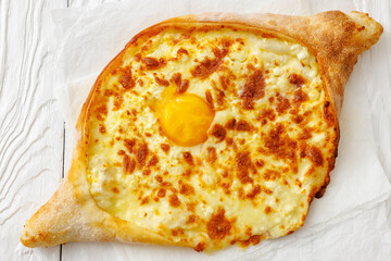Adjarian Khachapuri with egg yolk and cheese
