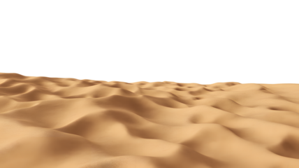 vast desert landscape with undulating sand dunes under the bright sky . Isolated on transparent background, png