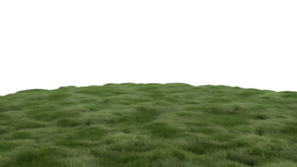 lush green grassy hill under the clear sky . Isolated on transparent background, png
