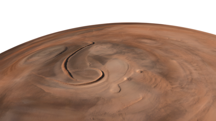 planetary surface with swirling patterns . Isolated on transparent background, png