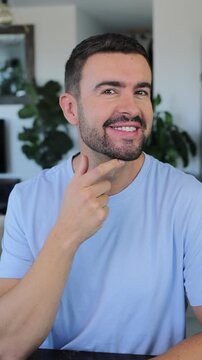 Funny man winking at camera