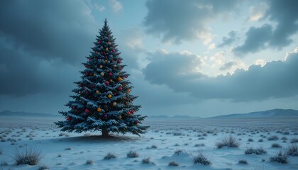christmas tree in snow