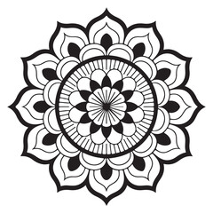 Mandala design icon in black and white background
