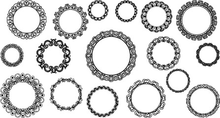 Set of decorative round frames vector elements