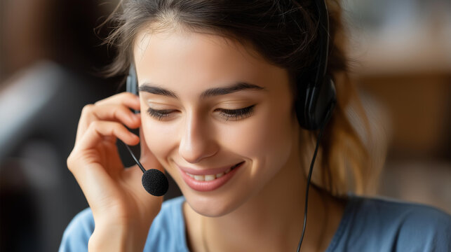 Faceless talking CRM or woman in call center consulting speaking or explaining at customer services, virtual assistant contact us or sales consultant in telemarketing or telecom co