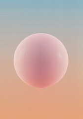 Soft pink sphere against a gradient background in pastel colors  