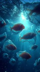 An Orange Fish Silhouette And Shaded Cavern Evoke Intrigue And Discovery In Underwater Storytelling