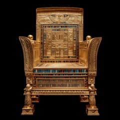 Ornate Ancient Egyptian Golden Royal Throne