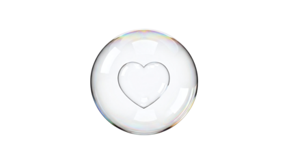 White heart shaped bubble isolated on transparent background