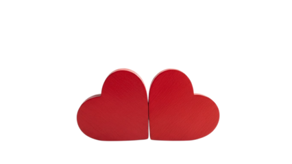 Two red heart shapes isolated on transparent background