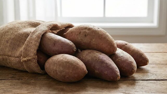 Rustic Winter Sweet Potatoes on Wooden Table