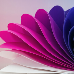 Colorful paper fan display in gradient shades of pink and purple  