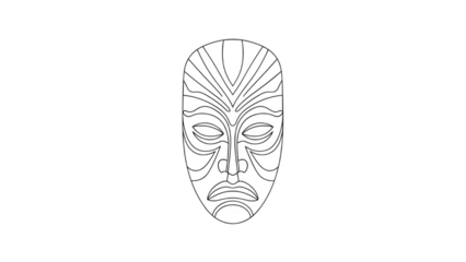 An intricately designed tribal mask isolated on transparent background