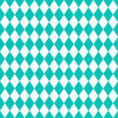 Fototapeta premium Clean turquoise and white argyle diamond pattern. Seamless geometric background perfect for fashion textiles, wallpaper, packaging, and fresh modern designs.