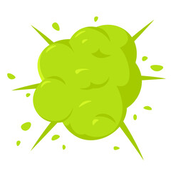 Bad smell cloud, green vector icon