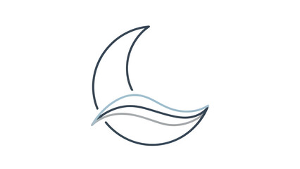 Fototapeta premium Glowing crescent moon and wave design isolated on transparent background