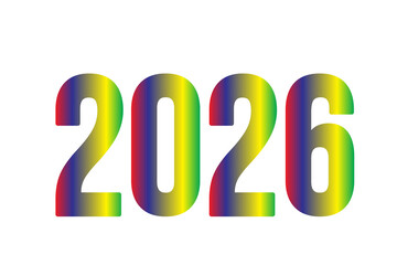 2026 Rainbow Gradient Numbers Transparent Background New Year Typography