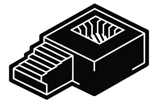 rj45 connector vector icon silhouette