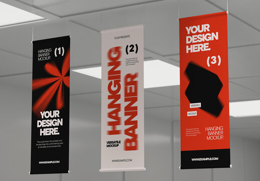 Vertical Hanging Banner Mockup
