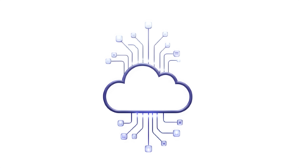 Cloud computing symbol with circuit board connections isolated on transparent background