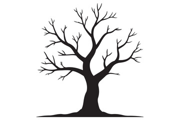 Fototapeta premium Leafless tree silhouette on white background 