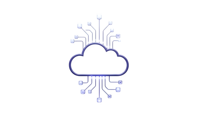 Cloud computing symbol with circuit board connections isolated on transparent background - Powered by Adobe