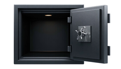 Obraz premium Rendered 3D image depicts an empty, open safe, showcasing its internal compartment and secure door