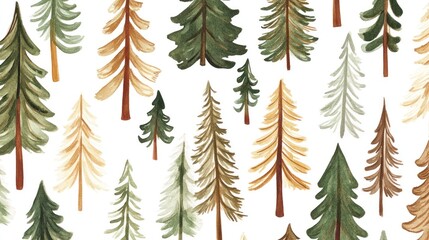 Obraz premium Watercolor pine trees on white background (1)