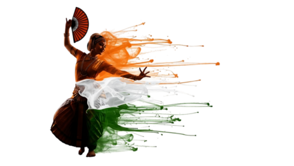 Indian flag on fire with motion blur on a transparent background